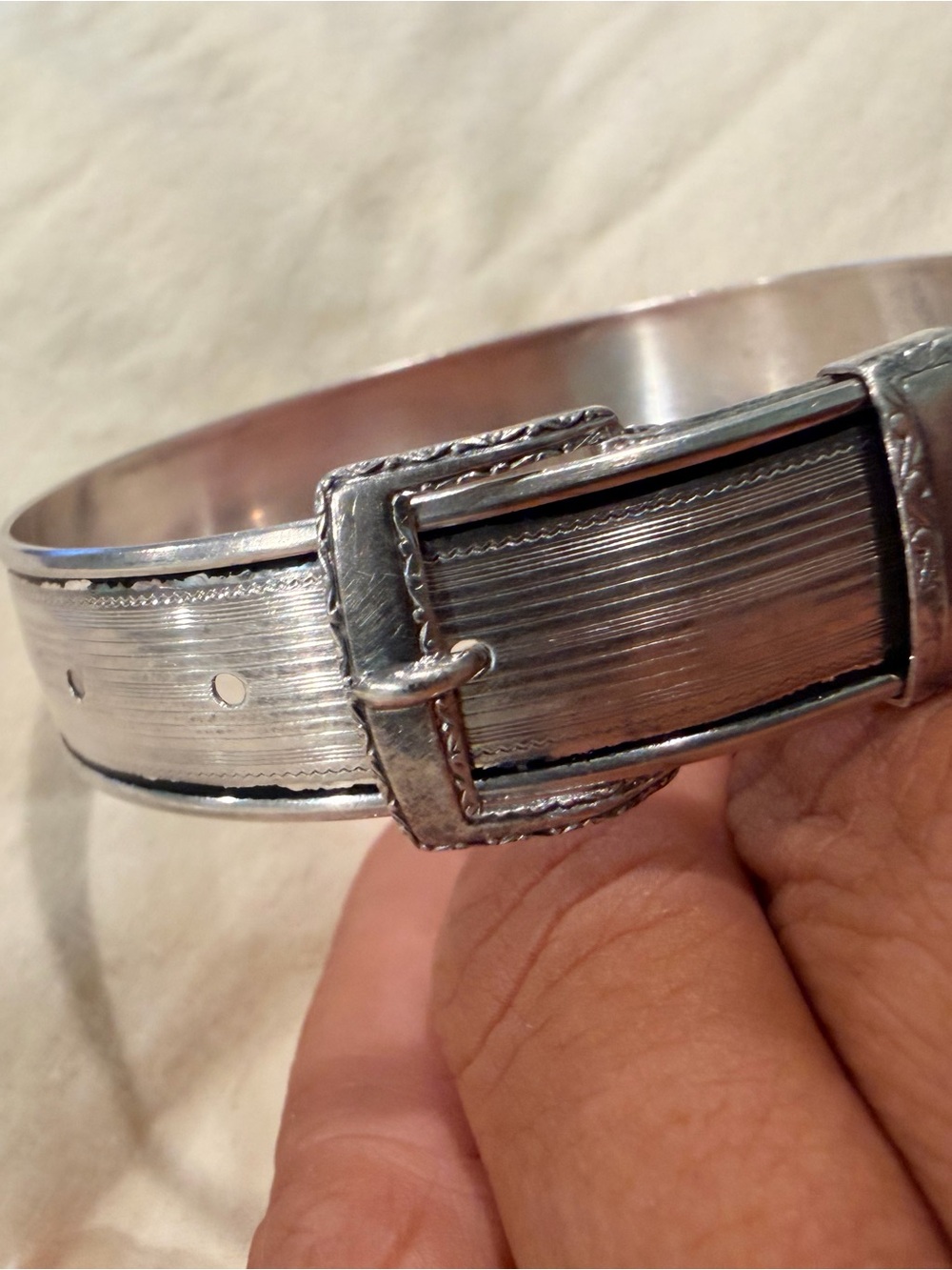 Vintage-Hayward Sterling Silver- Engraved Buckle Bracelet
